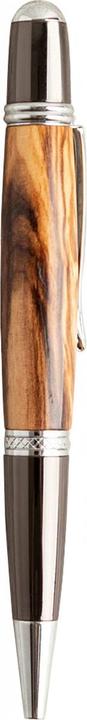 Actual product image Natura Punto Wooden Ballpoint Pen Olive with Metal Details (Black, Brown, Silver)