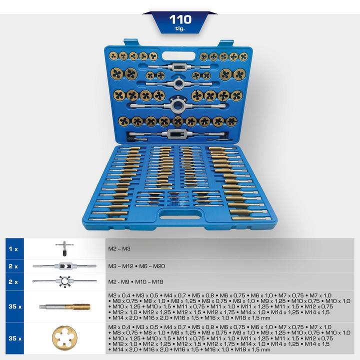 Produktbild KS Tools TiN Gewindeschneidwerkzeug-Satz 110- teilig