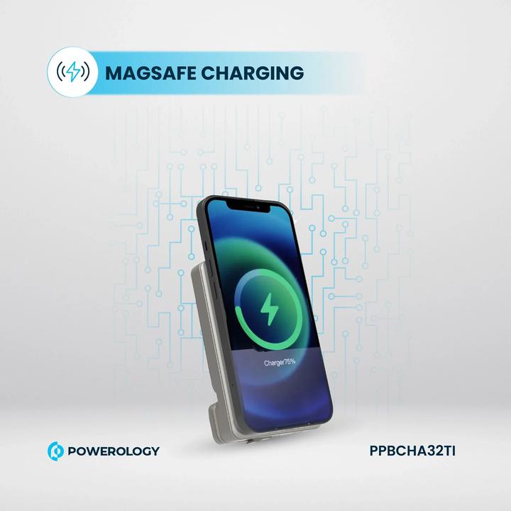 Actual product image Powerology Car Mount 5000mAh Power Bank With Magnetic Wireless Charger (5000 mAh, 15 W)