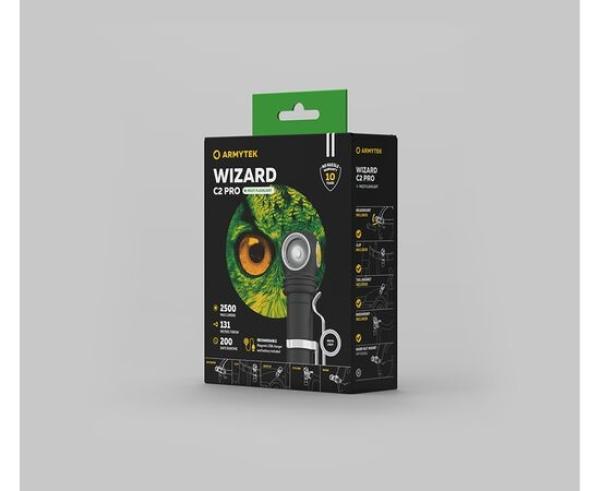 Produktbild ArmyTek Wizard C2 Pro v4 Magnet USB+ABM01+18650 / XHP50.2 White / 2500 lm / TIR 70°:120° / 1x1865... (11.20 cm, 2500 lm)