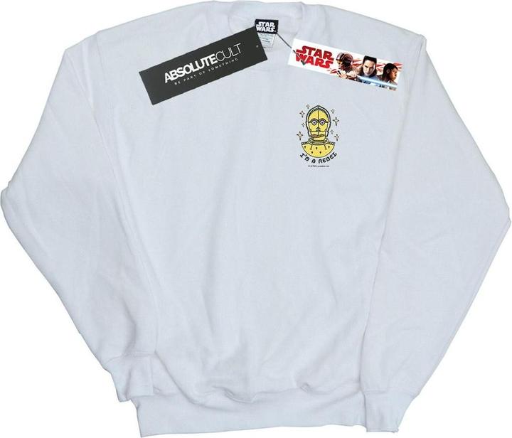 Actual product image Star Wars Mens C-3PO I'm A Rebel Chest Print Sweatshirt (XL)