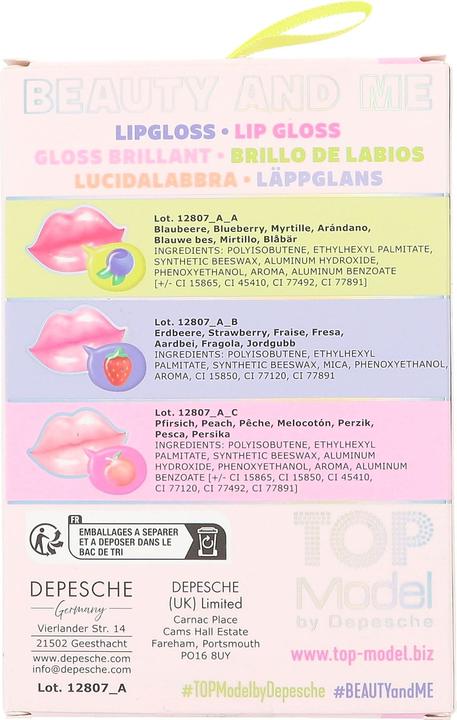 Valeurs nutritives et ingrédients Depesche TOPModel Lip Gloss Set BEAUTY and ME ( 0412807 )