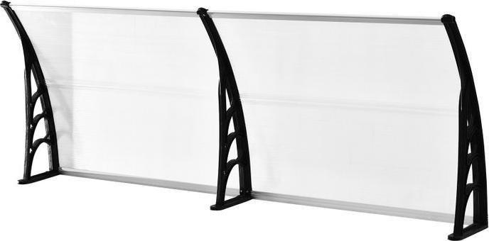 Image du produit Swisshandel24 Auvent pour porte d'entrée 75x195x23 cm 5mm Polycarbonate Alu Transparent