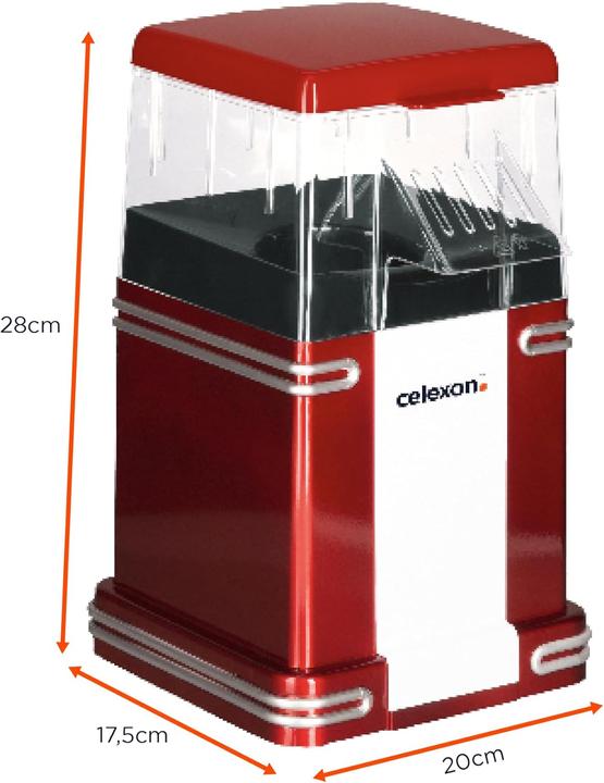 Image du produit Celexon CinePop CP250 Machine à pop-corn au look rétro avec couvercle pour le dosage Quantité de
