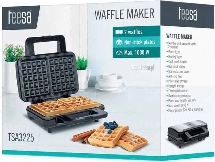 Productafbeelding Teesa Tosti-ijzer 2 grote 1000W Teflon wafels