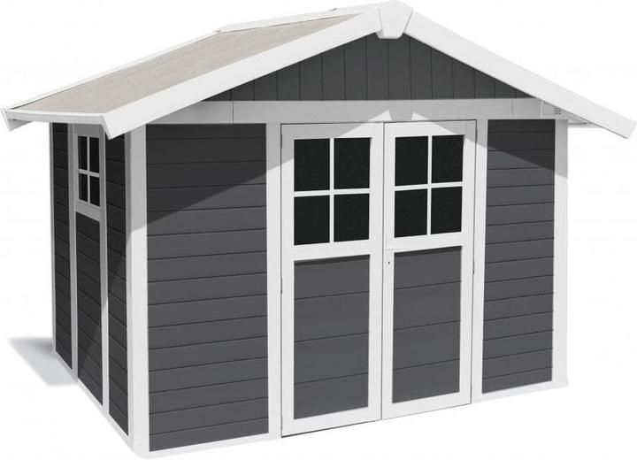 Produktbild Grosfillex Gartenhaus Lodge Deco L 315 x 239 cm grau-weiss