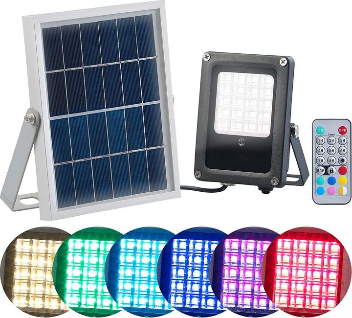 Produktbild Luminea Solar-LED-Fluter für aussen mit Fernbedienung & Timer (IP65)