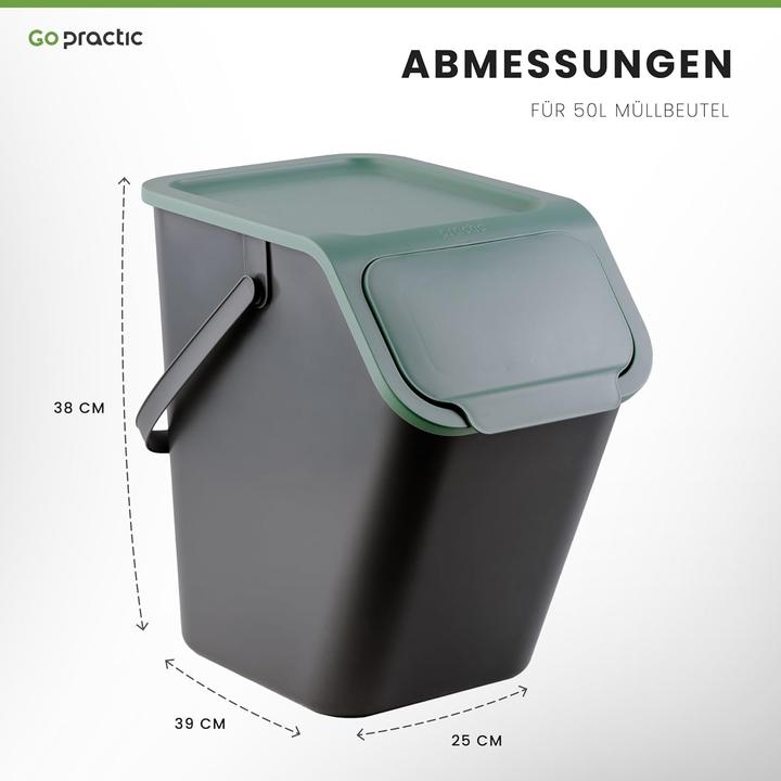 Produktbild Go Practic Mülltrennsystem Mülleimer-Set mit Biofilter (2x25l) (25 l)