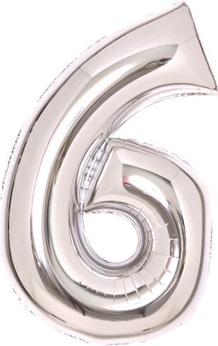 Actual product image Amscan Foil balloon silver, 66cm, number 6