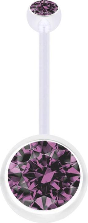 Image du produit Star Piercing Banane grossesse transparente avec deux boules cristal grand violet clair (Bioflex, sans laiton)