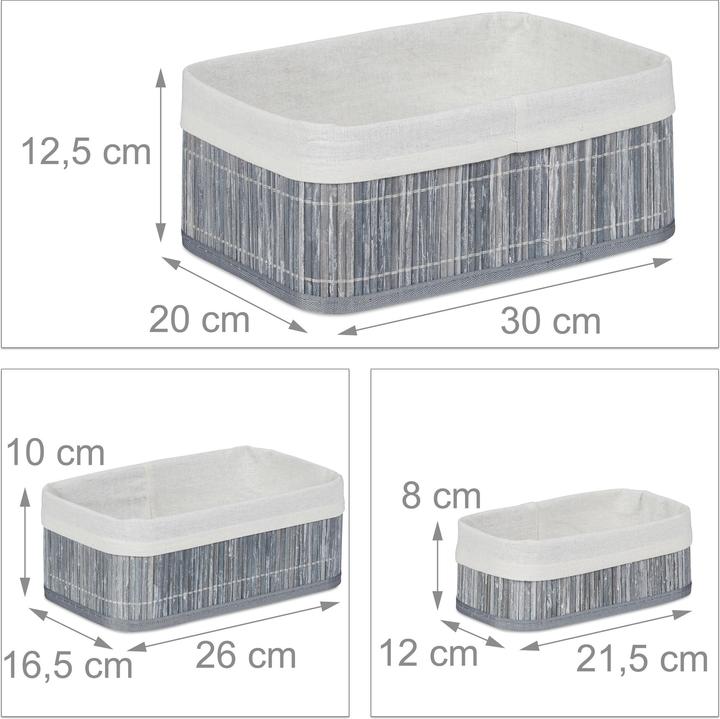 Produktbild Relaxdays Aufbewahrungskorb (3 x, 30 x 20 x 12.5 cm)