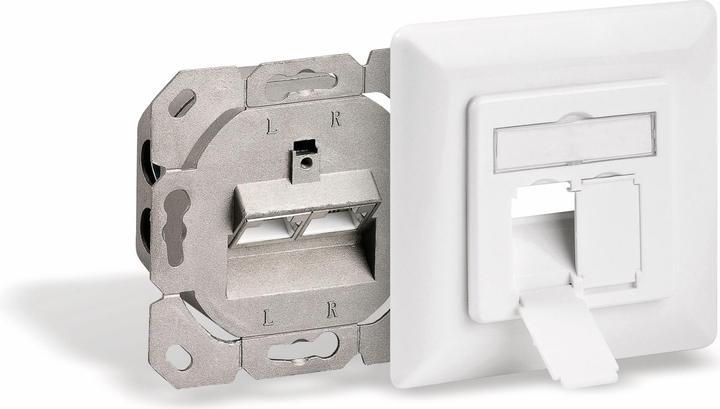 Actual product image Goobay CAT 6a flush-mounting box UP 2x RJ45 network outlet shielded