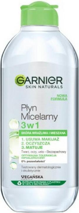 Actual product image Garnier Skin Naturals Micellar Liquid 3In1 Score Normal And Mixed 400Ml (Cleansing lotion, 400 ml)