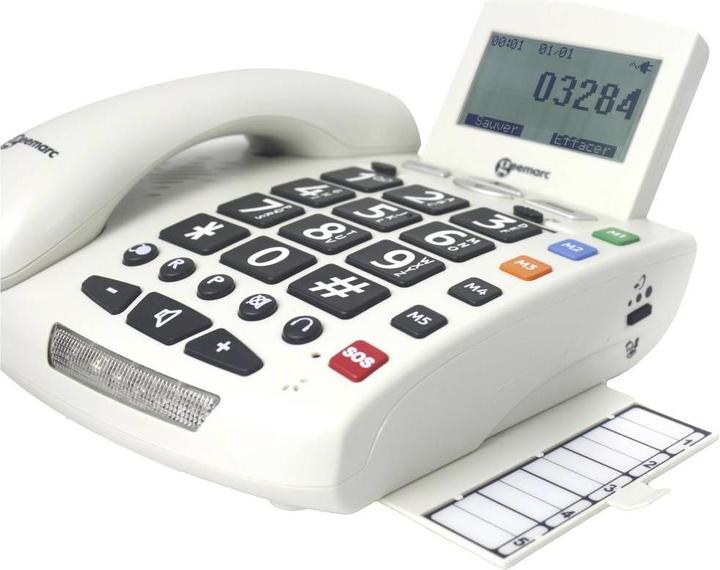 Image du produit Geemarc Pack SERENTIES Téléphone filaire senior Détecteur de chute Écran rétroéclairé Blanc
