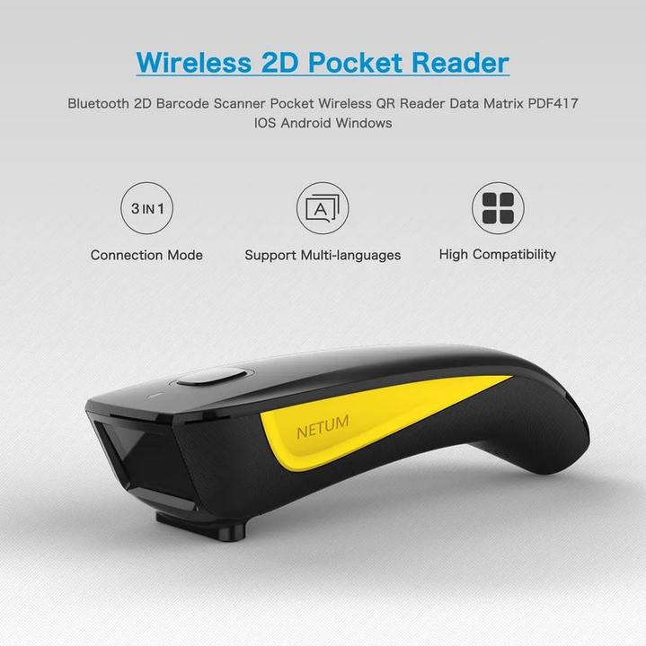 Produktbild PhoneLook Tragbarer 1D 2D Bluetooth 2.4G Wireless Handscanner für QR-Code (1D-Barcodes, 2D-Barcodes, QR-Code)