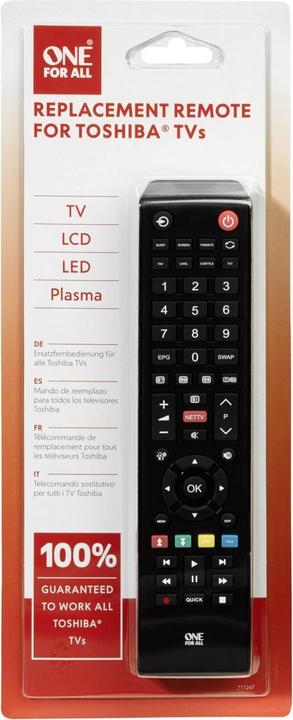 Productafbeelding One for All Toshiba TV vervangende afstandsbediening (Universele afstandsbediening, Infrarood)