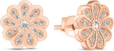 Brilio Silver - Floral bronze earrings with zircons LME0796R