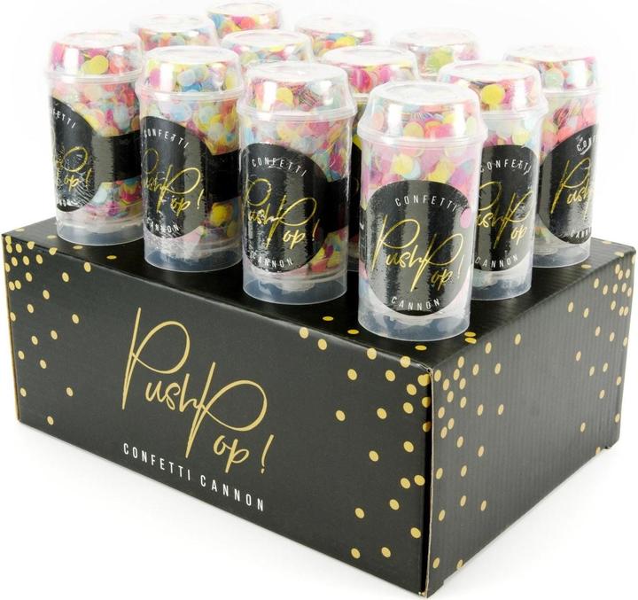 Immagine prodotto Partydeco Confetti Cannon Push-Pop Ø 8 mm, 1 pezzo, Multicolore