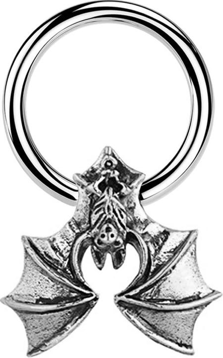 Actual product image Star Piercing Micro Closure Ring silver Bat silver (Brass, Surgical steel 316L)