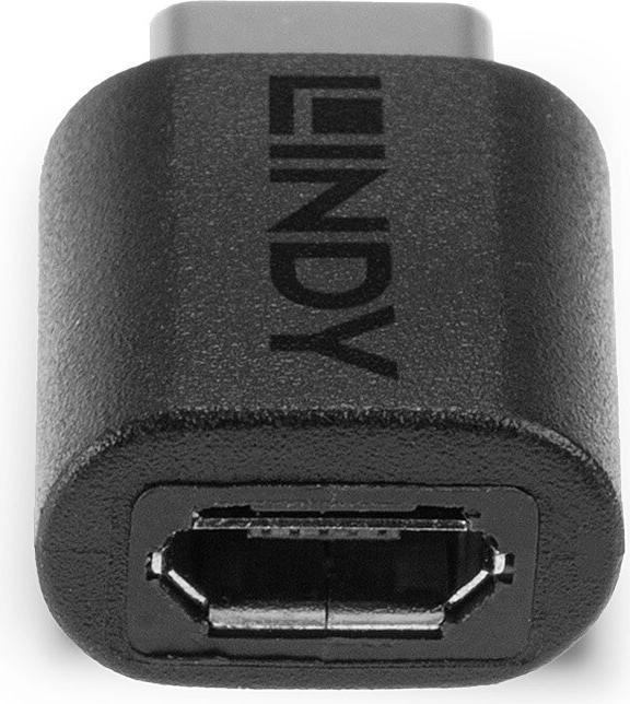 Actual product image Lindy USB 2.0 Adapter Type C / Micro-B USB Type C Plug / Type Micro-B Coupling (USB 2.0)