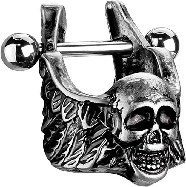 Image du produit Star Piercing Micro Barbell silber Totenkopf mit Flügel (Acier chirurgical 316L, Laiton)
