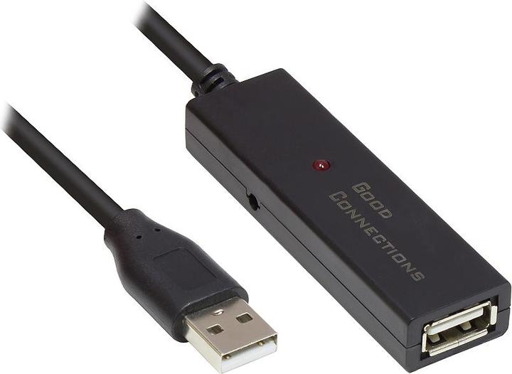 Good Connections ACTIVE extension cable USB 2.0, male A to female A, CU, black, 5m, ® (5 m, USB 2.0)