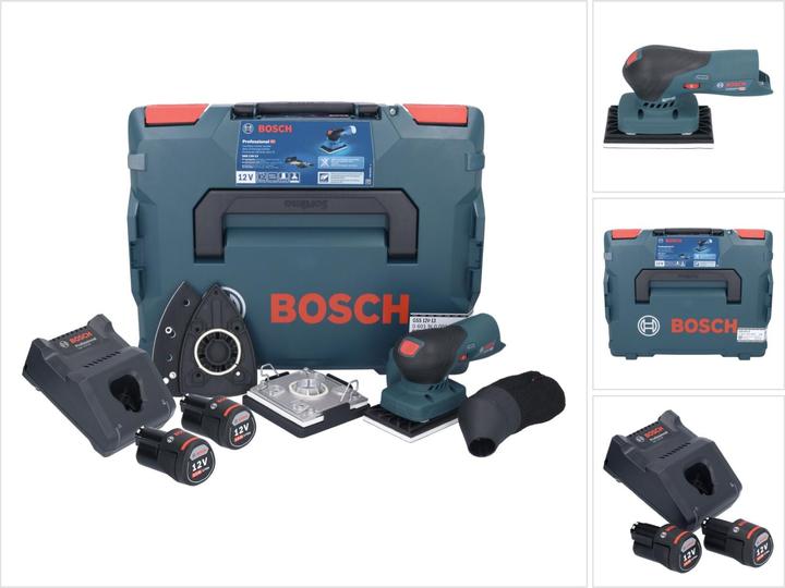 Produktbild Bosch Professional Bosch GSS 12V-13 Professional Akku Schwingschleifer 12 V + 2x Akku 3,0 Ah + LadegerÃ¤t + L-BOXX (Schwingschleifer)