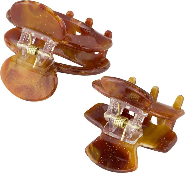 Actual product image Trisa Hair - Marbled hair clips, brown gold (2 pcs.)