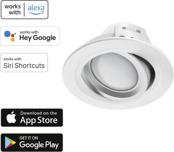 Produktbild Hama WLAN LED-Einbauspot, 5W, per Sprache/App steuern, verstellbar, Weiss (380 lm)