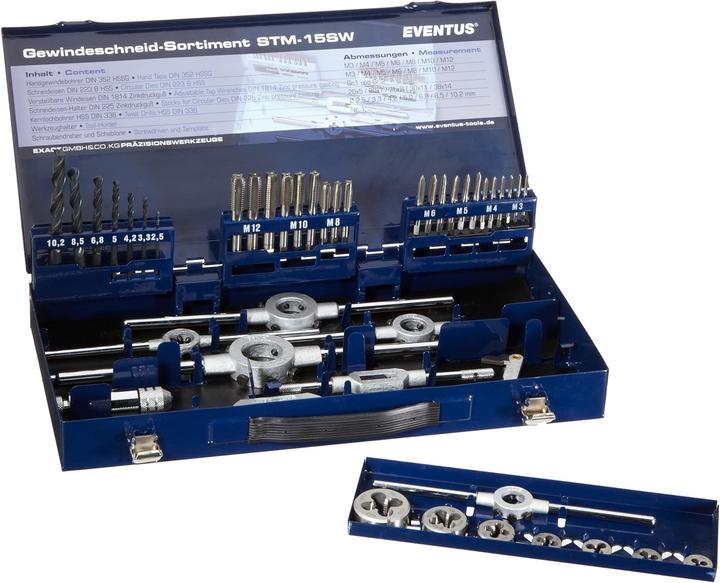 Eventus by Exact 10722 Gewindeschneidsatz 43teilig HSS metrisch M3, M4, M5, M6