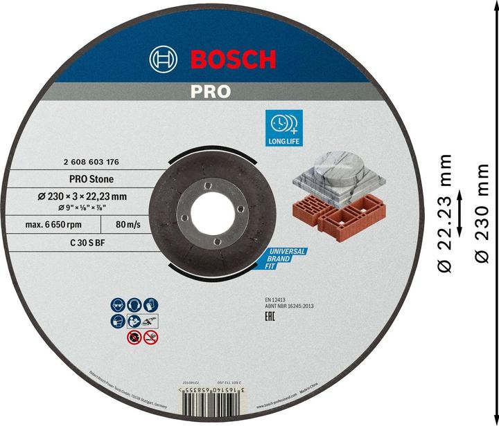 Produktbild Bosch Professional Zubehör PRO Stone Trennscheibe, 230 x 3 x 22,23 mm