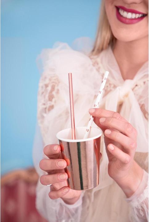 Actual product image Partydeco Paper Straws - RoseGold Hearts (10pcs) (10 x)