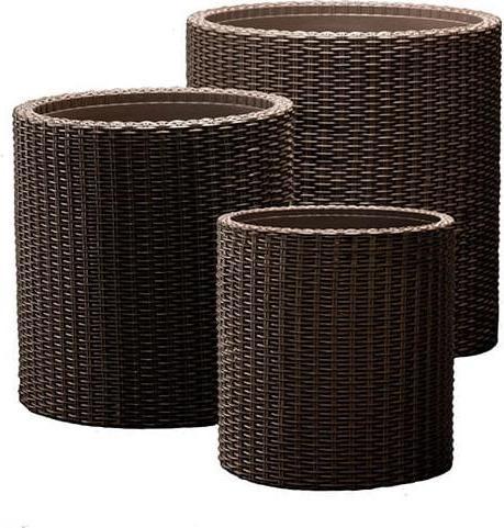 Produktbild Curver Keter 17197934 Pflanztopf Cylinder Planter, 3-er Set, S/M/L, Kunststoff, braun (28 cm)