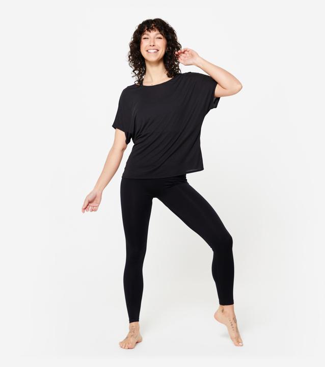 Actual product image Domyos Dance shirt ladies short sleeve flowing modern dance - black (XS)