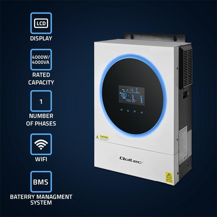 Produktbild Qoltec Hybrydowy inwerter solarny Off-Grid 4kVA| 4kW | 120A | MPPT | LCD | Wi-Fi | BMS | Sinus