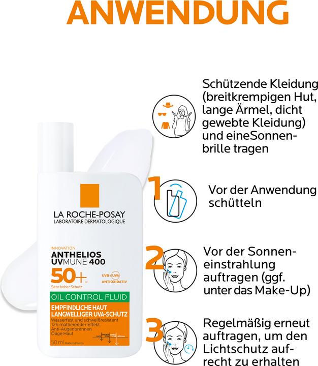 Produktbild La Roche Posay Anthelios UV Mune Oil Control Fluid (Sonnencreme Gesicht, SPF 50+, 50 ml, 49 g)
