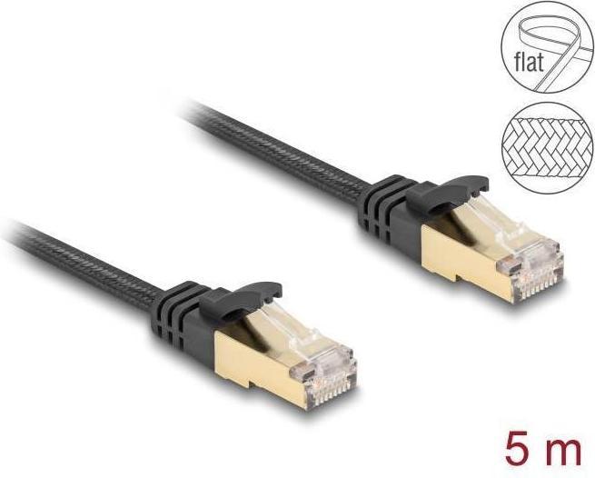 Actual product image Delock RJ45 flat ribbon network cable with braided sheath Cat.6 (S/FTP, CAT6a, 5 m)