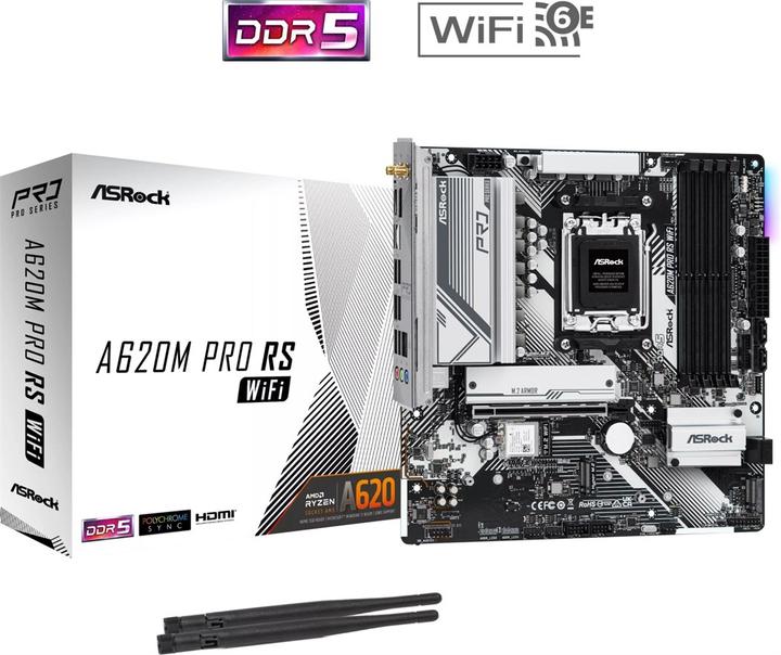 Produktbild AsRock A620M Pro RS WiFi (AM5, AMD A620, mATX)