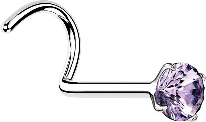 Star Piercing Nasenstecker gebogen silber runder Kristall tanzanite gefasst (ohne Messing, 925 Sterlingsilber)