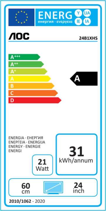 Energy Label AOC 24B1XHS (1920 x 1080 pixels, 23.80")