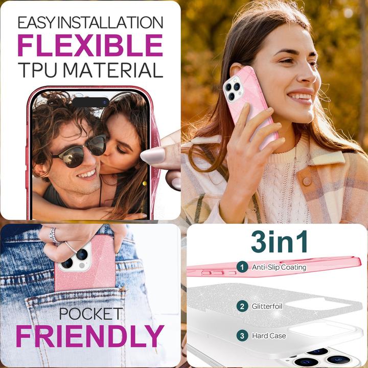 Produktbild Nalia Glitzer Hybrid Hülle (Apple iPhone 16 Pro)