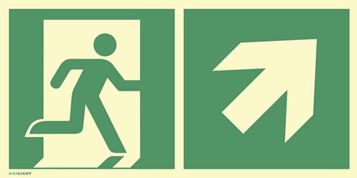 Actual product image Moravia Escape sign emergency exit plastic, direction arrow right top, 400x200mm
