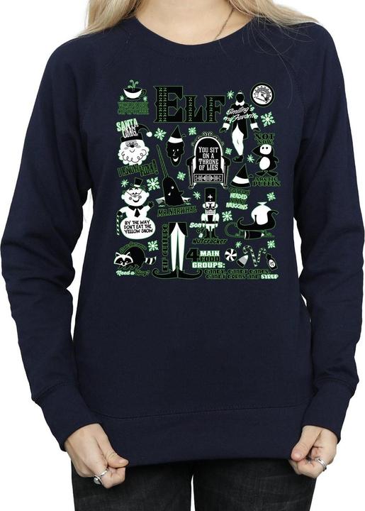 Actual product image Elf Womens/Ladies Infographic Poster Sweatshirt (L)