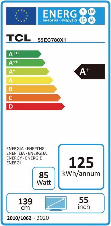 Label énergétique TCL 55EC780 (55", LCD, 4K)