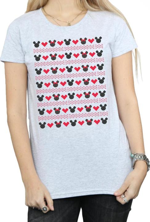 Actual product image Disney Womens/Ladies Mickey And Minnie Christmas Hearts Cotton T-Shirt (XL)