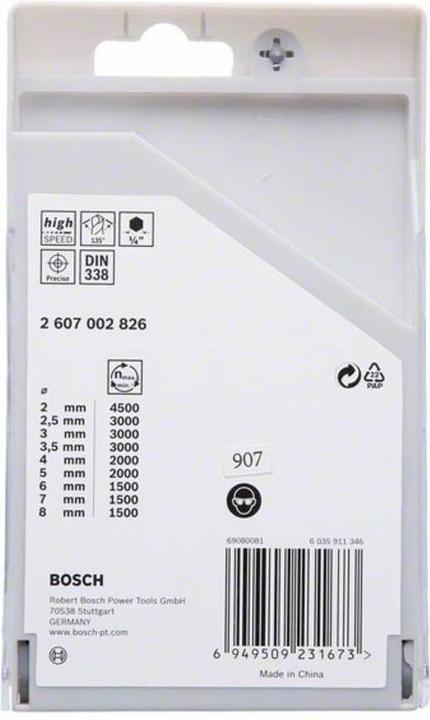 Produktbild Bosch Professional Zubehör HSS PointTeQ Sechskantbohrer-Set, 9-tlg., 2–8 mm (2 mm, 2.5 mm, 3 mm, 3.5 mm, 4 mm, 5 mm, 6 mm, 7 mm, 8 mm)