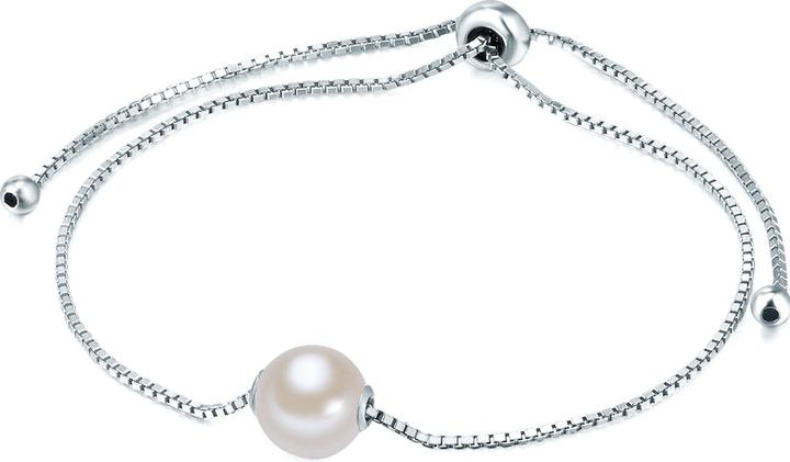 Immagine prodotto Valero Pearls Perla d'acqua dolce in argento da donna 14,0 - 22,0 cm, regolabile in modo flessibile - 10882 (22 cm, Argento)