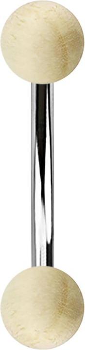 Produktbild Star Piercing Banane silber mit zwei Kugeln aus Krokodilholz (Organisch, ohne Messing, Chirurgenstahl 316L)