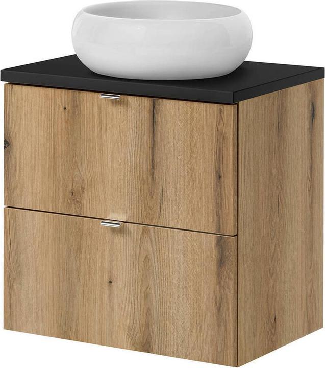 En.Casa Waschtisch Skelbolu mit Schubladen 60x72x40 cm Eicheoptik/Schwarz