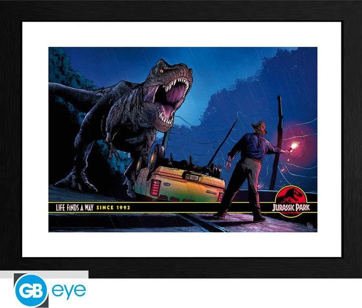 Actual product image GB Eye JURASSIC PARK - Framed print Alan Grant vs T-Rex (30x40) x2 (30 x 40 cm)